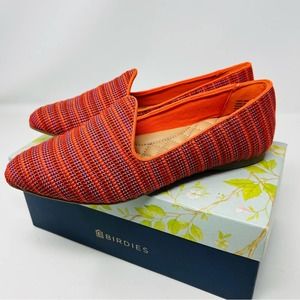 Birdies The Heron Woven Sangria Striped Flats Sz.6